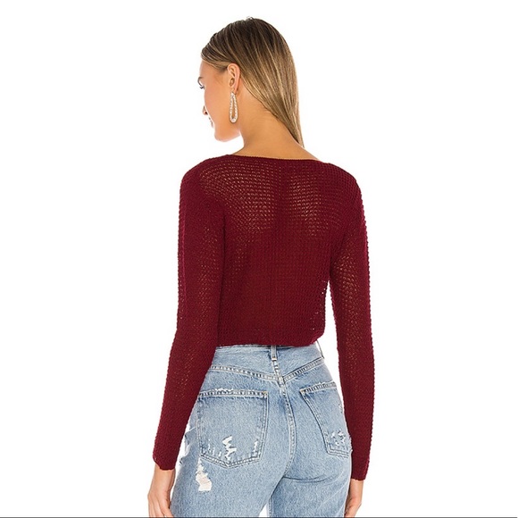 Superdown Channing Knot Front Sweater Oxblood S - Picture 3 of 9
